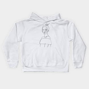 Female abstract one line art Kids Hoodie